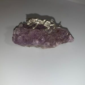Silver panther on crystals